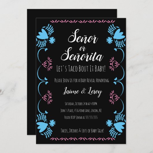 ジェンダー表示フィエスタパペルピカド 招待状 (正面/裏面)