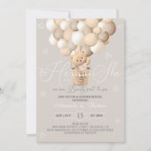 ジェンダー表示ベアーニュートラルのミュート色 招待状 (正面)