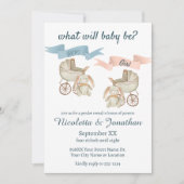 ジェンダー表示ベビーバニーピンクまたはブルー 招待状 (正面)