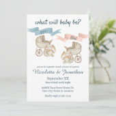 ジェンダー表示ベビーバニーピンクまたはブルー 招待状 (スタンド正面)