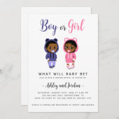 ジェンダー表示招待状クールブラックベビー 招待状 (正面/裏面)