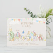 ジェンダー ニュートラル  ピーターうさぎの1歳の誕生日 招待状 (スタンド正面)