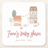 ジェンダー ニュートラル ベビー シャワー それには村の力が必要 スクエアペーパーコースター (正面)