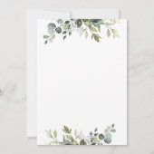 ジェンダー ニュートラル ユーカリ グリーンのベイビー シャワー 招待状 (裏面)