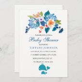 ジェンダー・ヌエラルフローラクジラの赤ちゃんシャワーの招待状 招待状 (正面/裏面)