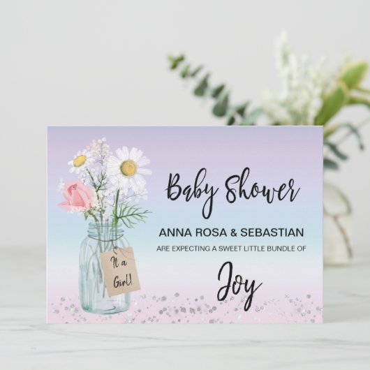*~*ジェンダー・メイソンのフローラ素朴・ベイビー・シャワー 招待状 (スタンド正面)