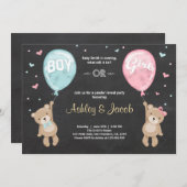 ジェンダー·リビールの招待テディ·ベアーズ·ボーイ·オア·ガール 招待状 (正面/裏面)