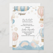 ジェンダー・リビールまたはベビーシャワーのエアーバルーン招待状 招待状 (正面/裏面)