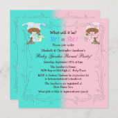 ジェンダー·リビールアフリカ系アメリカ人ベビーピンク&ブルー 招待状 (正面/裏面)