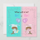 ジェンダー·リビールアフリカ系アメリカ人ベビーピンク&ブルー 招待状 (裏面)