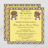 ジェンダー·リビールアフリカ系アメリカ人ベビー&カップケーキ 招待状 (正面/裏面)