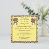 ジェンダー·リビールアフリカ系アメリカ人ベビー&カップケーキ 招待状 (スタンド正面)