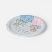 ジェンダー・リビール・エレファント・バルーン・ベイビー・シャワー ペーパープレート (アングル)