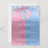 ジェンダー・リビール・グリッター・ドリップ ピンク 青 赤ちゃん 男の子 女の子 招待状 (正面)