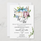 ジェンダー リビール パンプキン ピンク ブルー オータム 招待状 (正面)