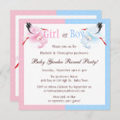 ジェンダー·リビール·パーティー·ストーク配信ベビー 招待状 (正面/裏面)