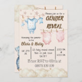 ジェンダー・リビール・パーティー　衣類ライン　招待状 招待状 (正面/裏面)