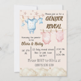 ジェンダー・リビール・パーティー　衣類ライン　招待状 招待状