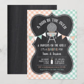 ジェンダー・リベール・バンズ・イン・ザ・オーブン・ベイビー・シャワー・セージ・ピーチ 招待状 (正面/裏面)