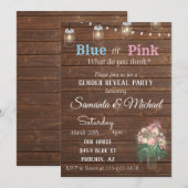 ジェンダー・リベール・パーティー招待状 ウッド ラスティック ライト 招待状 (正面/裏面)