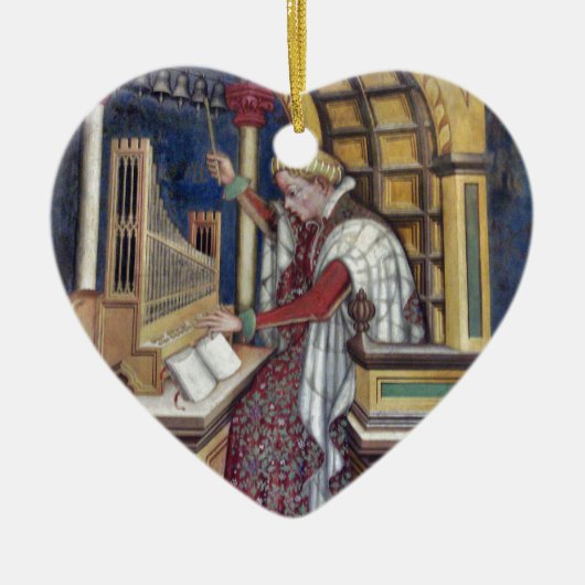 ジェンティーレ・ダ・ファブリアーノ著器官を遊ぶ音楽 セラミックオーナメント (正面)