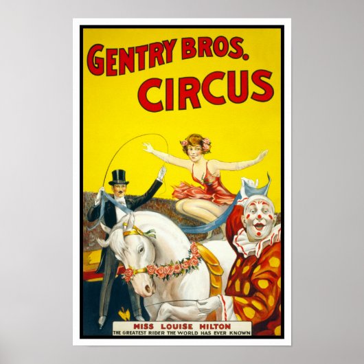 ジェントリー・ブラザーズ・サーカス 1920年 古い広告 ポスター (正面)