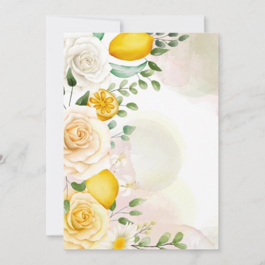 ジェントルイエローローズアンドレモンブライダルシャワー 招待状 (裏面)