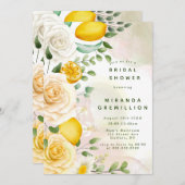 ジェントルイエローローズアンドレモンブライダルシャワー 招待状 (正面/裏面)