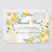 ジェントルイエローローズレモ結婚ンスサンキューカード 招待状 (正面)