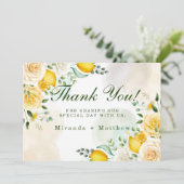 ジェントルイエローローズレモ結婚ンスサンキューカード 招待状 (スタンド正面)