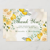ジェントルイエローローズレモ結婚ンスサンキューカード 招待状 (正面/裏面)