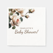 ジェントルベージュバラガールベビーシャワー スタンダードカクテルナプキン (正面)