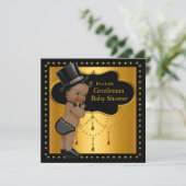 ジェントルマン ベイビー シャワー かわいい男の子 トップハット エスニック 招待状 (スタンド正面)