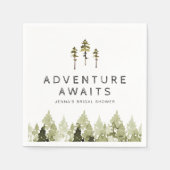 ジェンナ ラスティック ウォーターカラー 松の木 ブライダルシャワー スタンダードカクテルナプキン (正面)