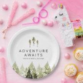 ジェンナ ラスティック ウォーターカラー 松の木 ブライダルシャワー ペーパープレート (パーティー)