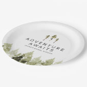 ジェンナ ラスティック ウォーターカラー 松の木 ブライダルシャワー ペーパープレート (アングル)