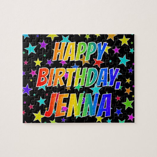 "ジェンナ" 名前、楽しい "お誕生日おめでとう" ジグソーパズル (横)