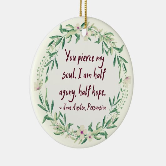 ジェンパーソナライズされたオースティン引用文文学フローラ セラミックオーナメント (右)