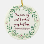 ジェンパーソナライズされたオースティン引用文文学フローラ セラミックオーナメント (正面)
