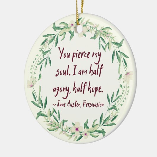 ジェンパーソナライズされたオースティン引用文文学フローラ セラミックオーナメント (左)