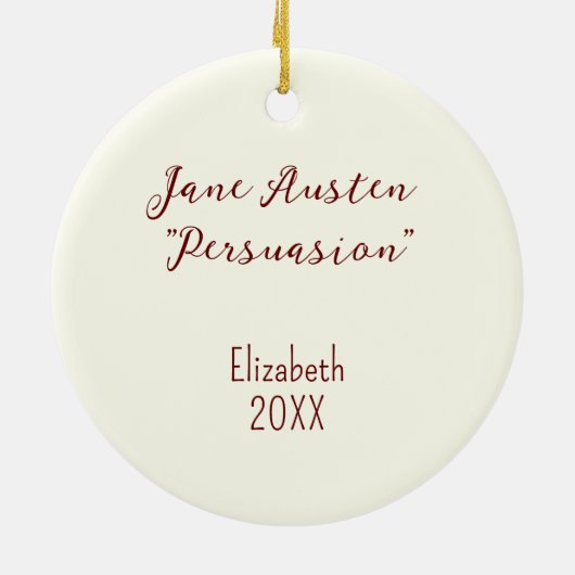 ジェンパーソナライズされたオースティン引用文文学フローラ セラミックオーナメント (裏面)