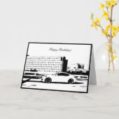 ジェン・ク転がーペのショット – 車をテーマにした誕生日カード カード (黄色い花)