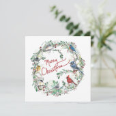 ジェン・ステッフェン・アートのクリスマス Bird And Wreath ホリデー カード (スタンド正面)