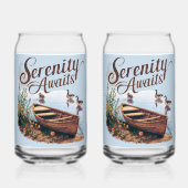 ジェーゼとワイルドフラワーと穏やかな湖ボート ガラス缶 (正面)