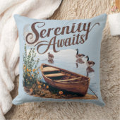 ジェーゼとワイルドフラワーと穏やかな湖ボート クッション (ブランケット)