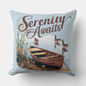 ジェーゼとワイルドフラワーと穏やかな湖ボート クッション (正面)