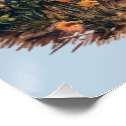 ジェーゼとワイルドフラワーと穏やかな湖ボート ポスター (コーナー)