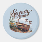 ジェーゼとワイルドフラワーと穏やかな湖ボート マグネット (正面)