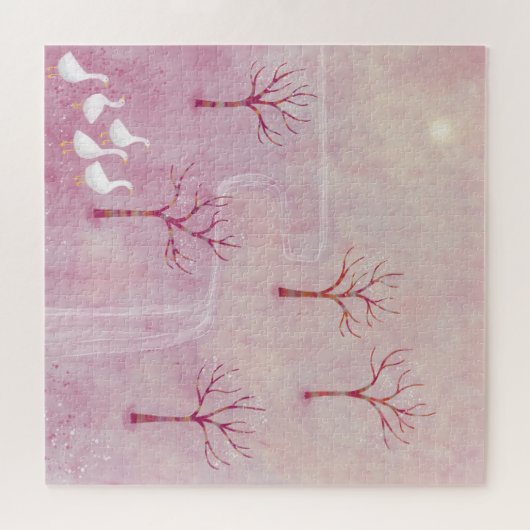 ジェーゼ・ランドスケープ付きピンクの絵を描果樹園 ジグソーパズル (横)