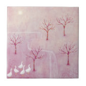 ジェーゼ・ランドスケープ付きピンクの絵を描果樹園 タイル (正面)